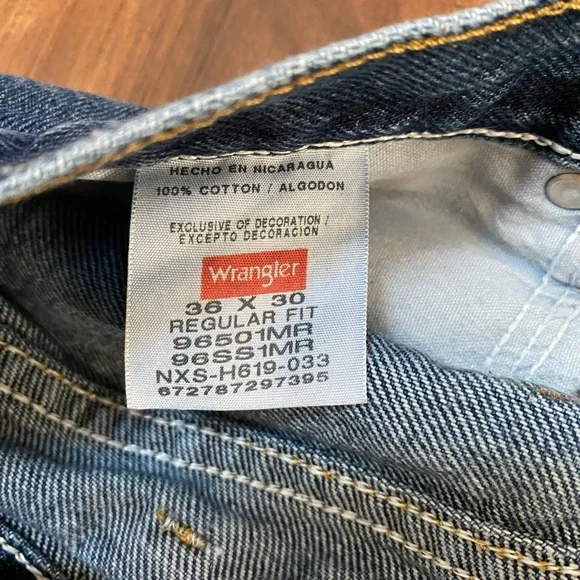 Men’s Wrangler Regular Fit Jeans (Size: 36 x30) - Picture 8 of 10
